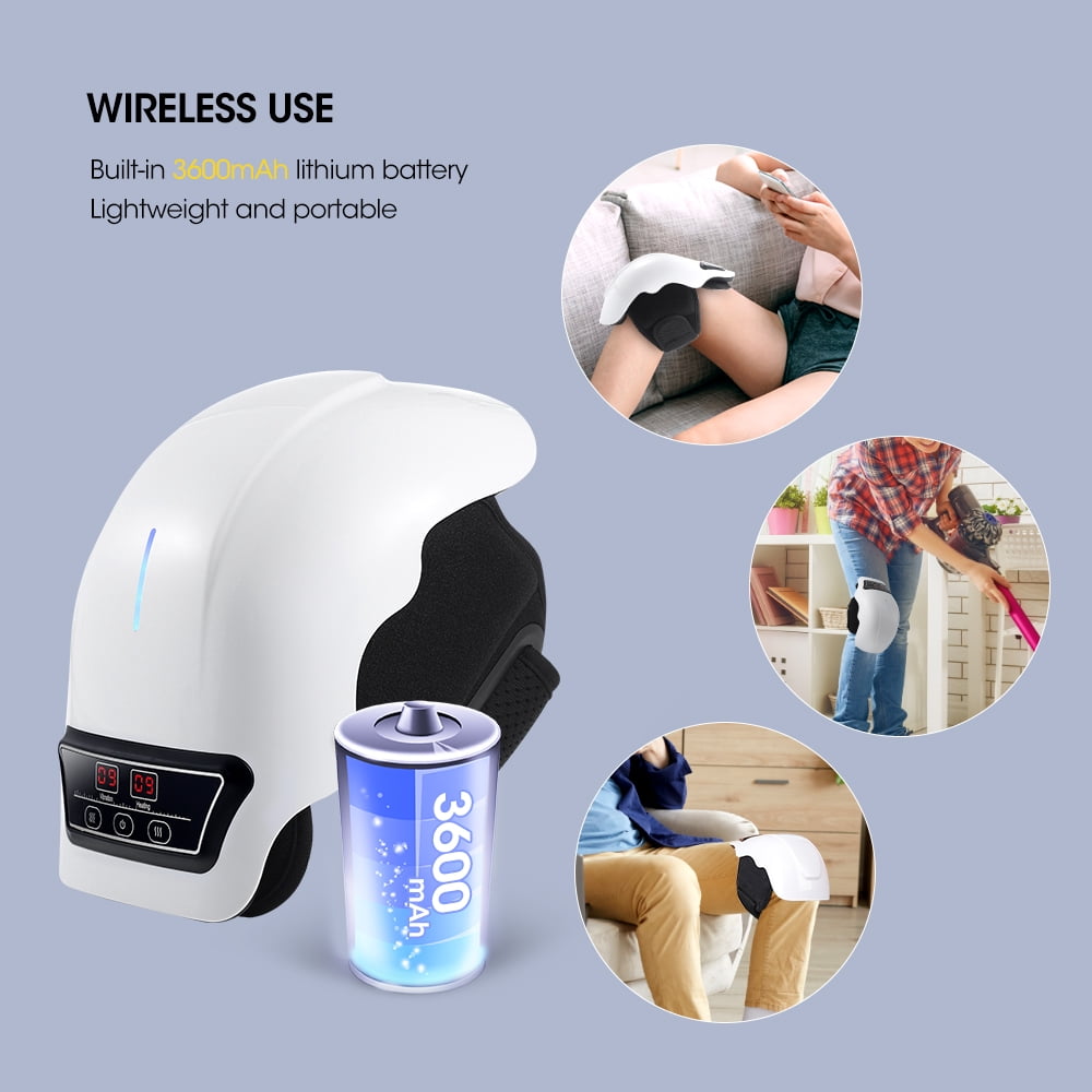 Flaremore Cordless Knee Massager with Heat,Heated Knee Brace,Rechargeable Red Light Massager with Vibration for Women Men