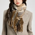 thumbnail image 4 of Blanket Scarf Plaid Long Warp Shawls Fashion Tartan Knit Winter Warm Lattice Scarves-brown, 4 of 5