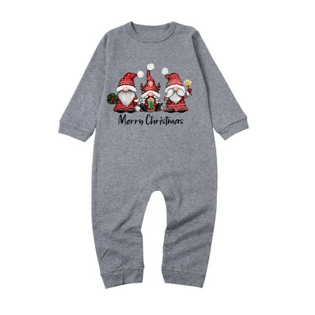 

KDSJSXW Clearance Kids Christmas Onesies Infant Boy and Girl Christmas Jumpsuit Baby Bodysuit Long Sleeve Letter Print Romper Comfortable Home Wear Jumpsuit (Gray 12M)