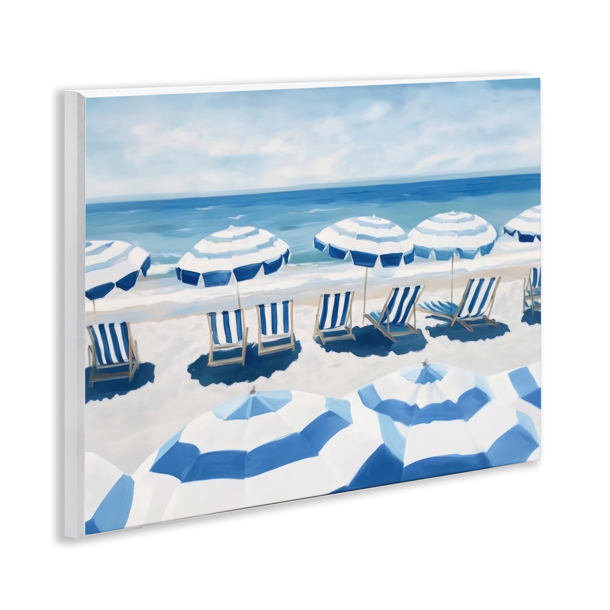 Stupell Industries Beach Nice Blue Striped Umbrellas Wall Plaque Art, design by Sisi and Seb