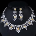 thumbnail image 2 of Yellow Topaz CZ Flower Drop Necklace Earrings Jewelry Sets for Wedding Banquet, 2 of 8