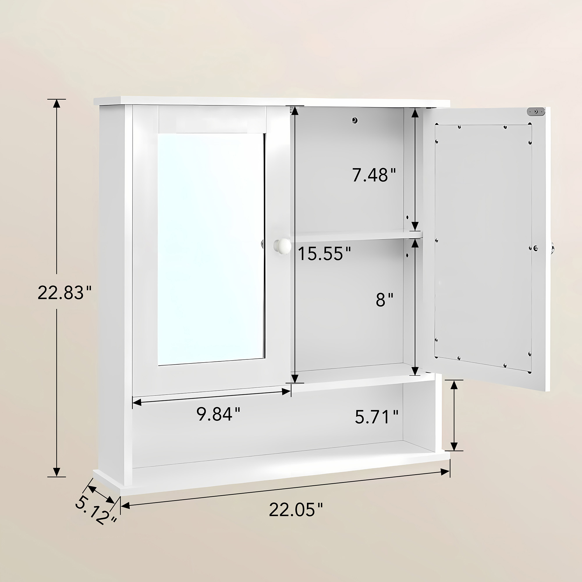 Dalattin Bathroom Medicine Cabinet, Storage Cabinet Wall Mounted with Mirror Doors & Shelves