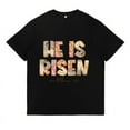 thumbnail image 2 of He is Risen Print Tees Floral He is Risen Christian Graphic Womens T Shirt Bible Verse Outfit Religious Short Sleeve Tops Black,2XL, 2 of 6