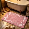 thumbnail image 3 of Bow Knot Pattern Soft Absorbent Bath Mat, Non-Slip Bathroom Floor Rug with Rubber Backing, Cute Bow Tie Carpet for Bedroom Living Room Home Decor Accent​, Pink, 3 of 6