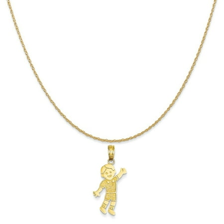14k Yellow Gold Boy Pendant on a 14K Yellow Gold Rope Chain Necklace, 18"