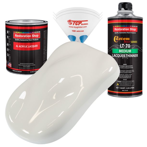 Restoration Shop Wispy White Acrylic Lacquer Auto Paint Complete Quart Paint Kit With Medium Thinner Walmart Com Walmart Com