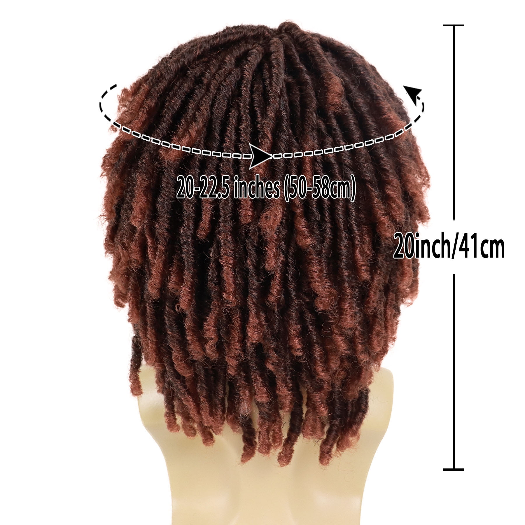 Short  Faux Locs Braided Wig for Man Black ColorTwist Hair Dreadlocks Wig Natural Synthetic Hair Wig with Bangs