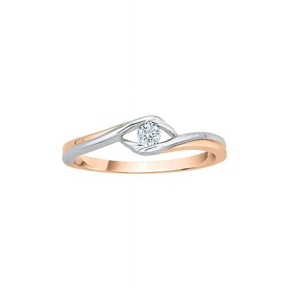 KATARINA Diamond Solitaire Promise Ring in 14K Two Tone Gold (1/10 cttw, I-J, I1-I2) (Size-9)