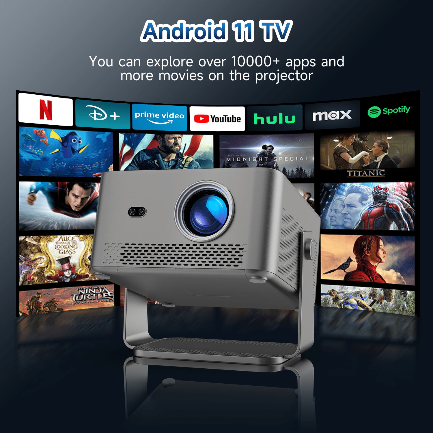 [1100 ANSI & Built-in TV] Magcubic Portable Projector 1080P Native with Auto Focus, Auto Keystone Correction, WiFi & Bluetooth,  Built-in Streaming TV Stick, Supports 4K HDR10, Ideal for Home Theater