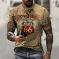 thumbnail image 3 of Mens Casual T-Shirts Route 66 Printed Short Sleeve Crew Neck Shirt Regular Fit Stylish Sports Summer Tops, 3 of 3