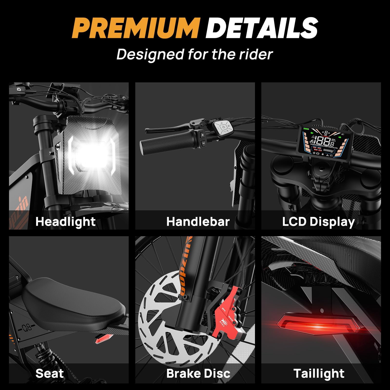 Bopzin 2600W Off-Road Electric Dirt Bike for Teens & Petite Adults - 60V/23Ah Long Range, Smart Anti-Theft Alarm, 14"x3.0" & 12"x3.0" Pro Off-Road Tires, High-Performance Compact eMotorcycle UL2849