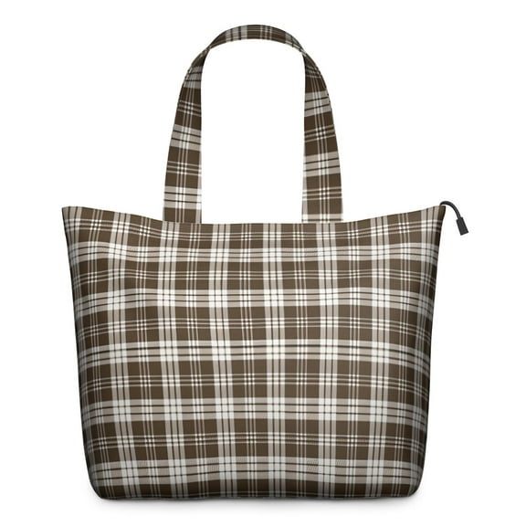 Brown and White Checkerboard Checkered Pattern Travel Tote Bags for Women Carry On,Large Weekender Bags for Women Travel,Multi Functional Duffle Bag for Work,Shopping,Sports