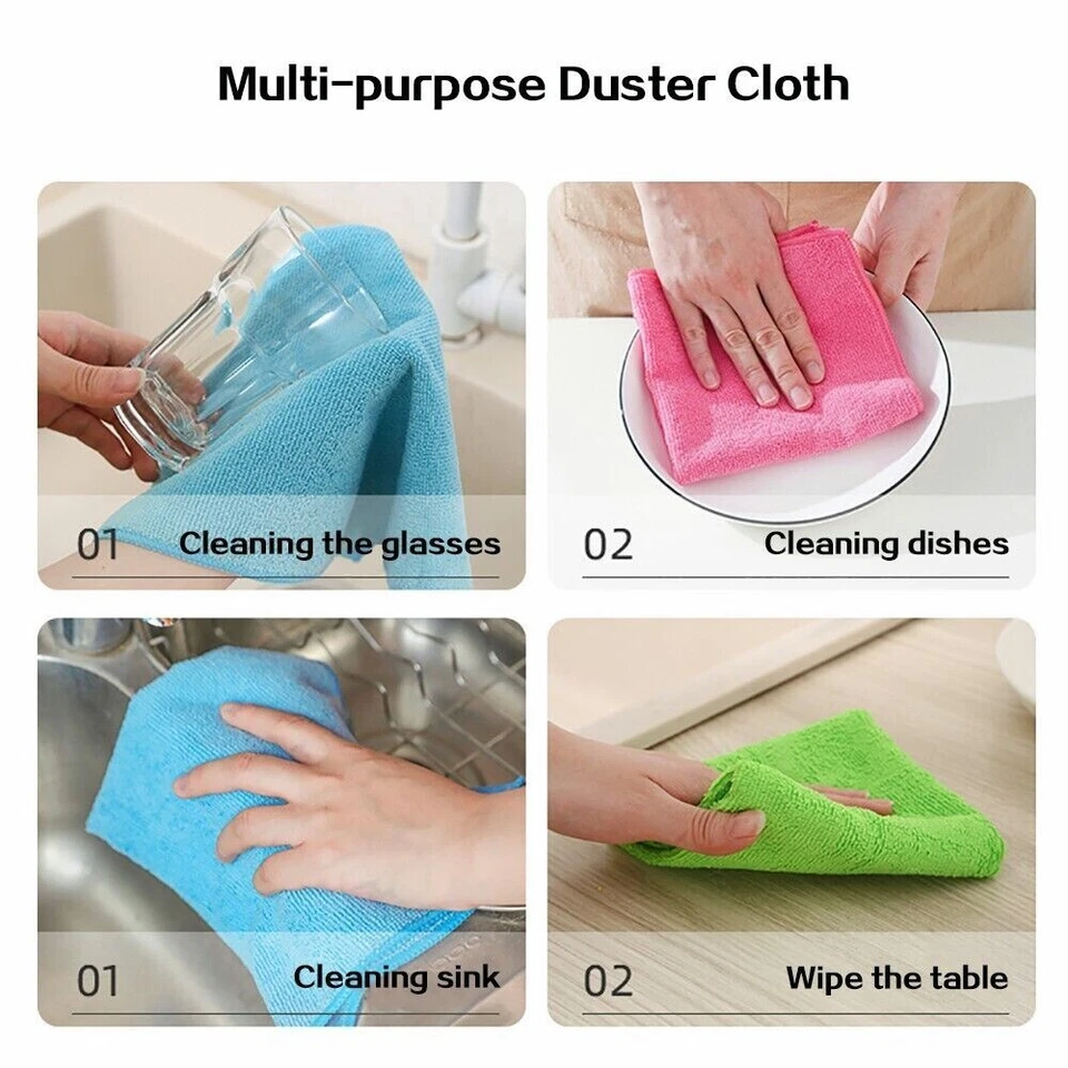 VIVA - Microfiber Cleaning Cloth Set Of 12 Towel Rag Car Polishing Detailing No-Scratch