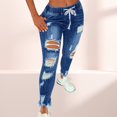 thumbnail image 3 of Fairnull Women Jeans Ripped Hole Stretchy Summer Slim-fitting All Match Denim Pants for Daily Wear, 3 of 7