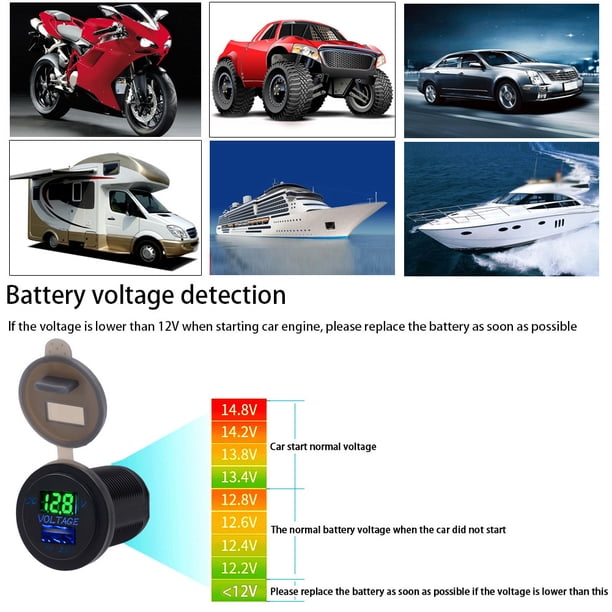 Voltímetro, puertos USB Cargador de coche Voltímetro USB Cargador de coche Voltímetro Optimizado para la excelencia