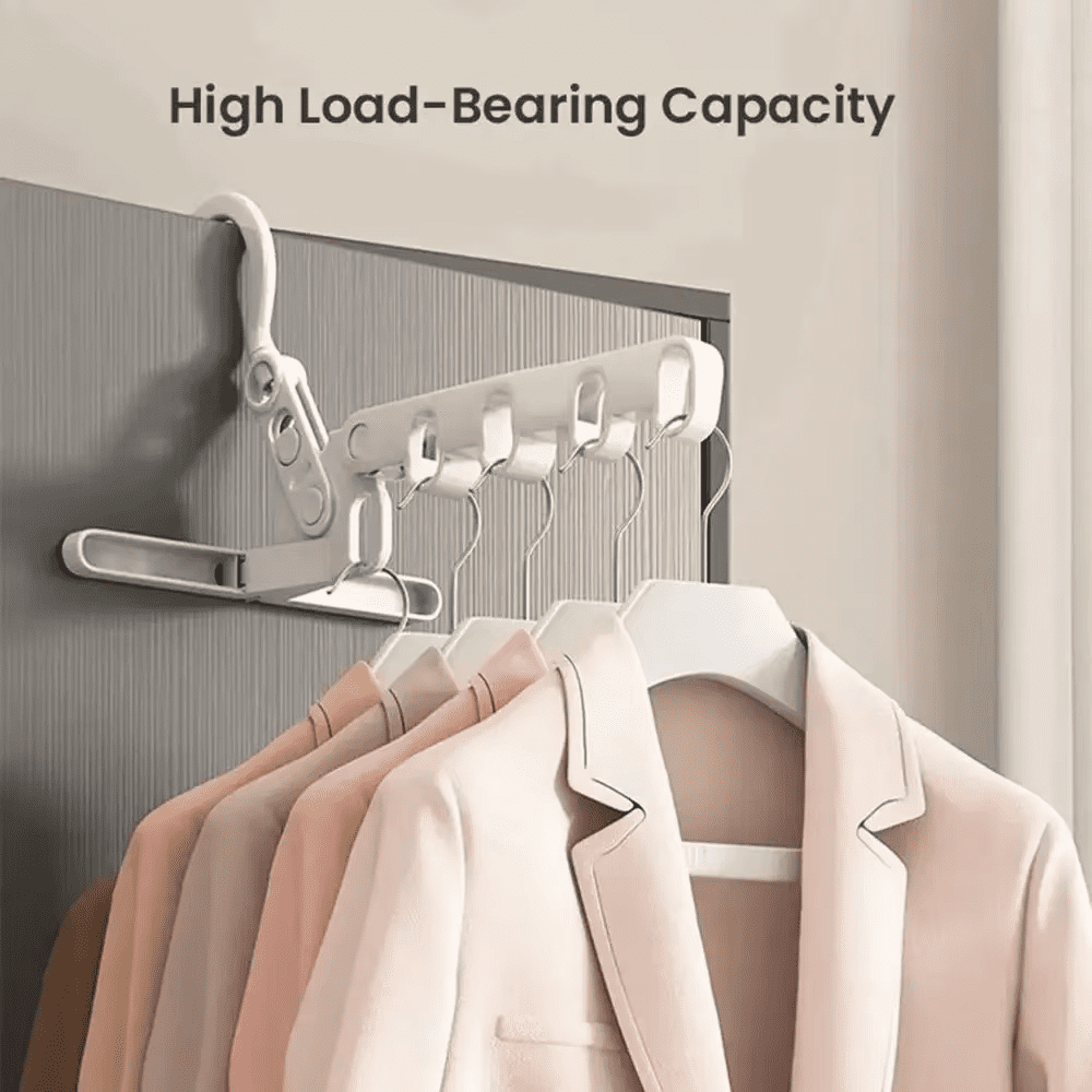5 Hole Folding Clothes Hanger Hanging Rack Stand Heavy Duty With Clips Organizer For Babies Wall Stick Rod Support Travel Hooks Hotel