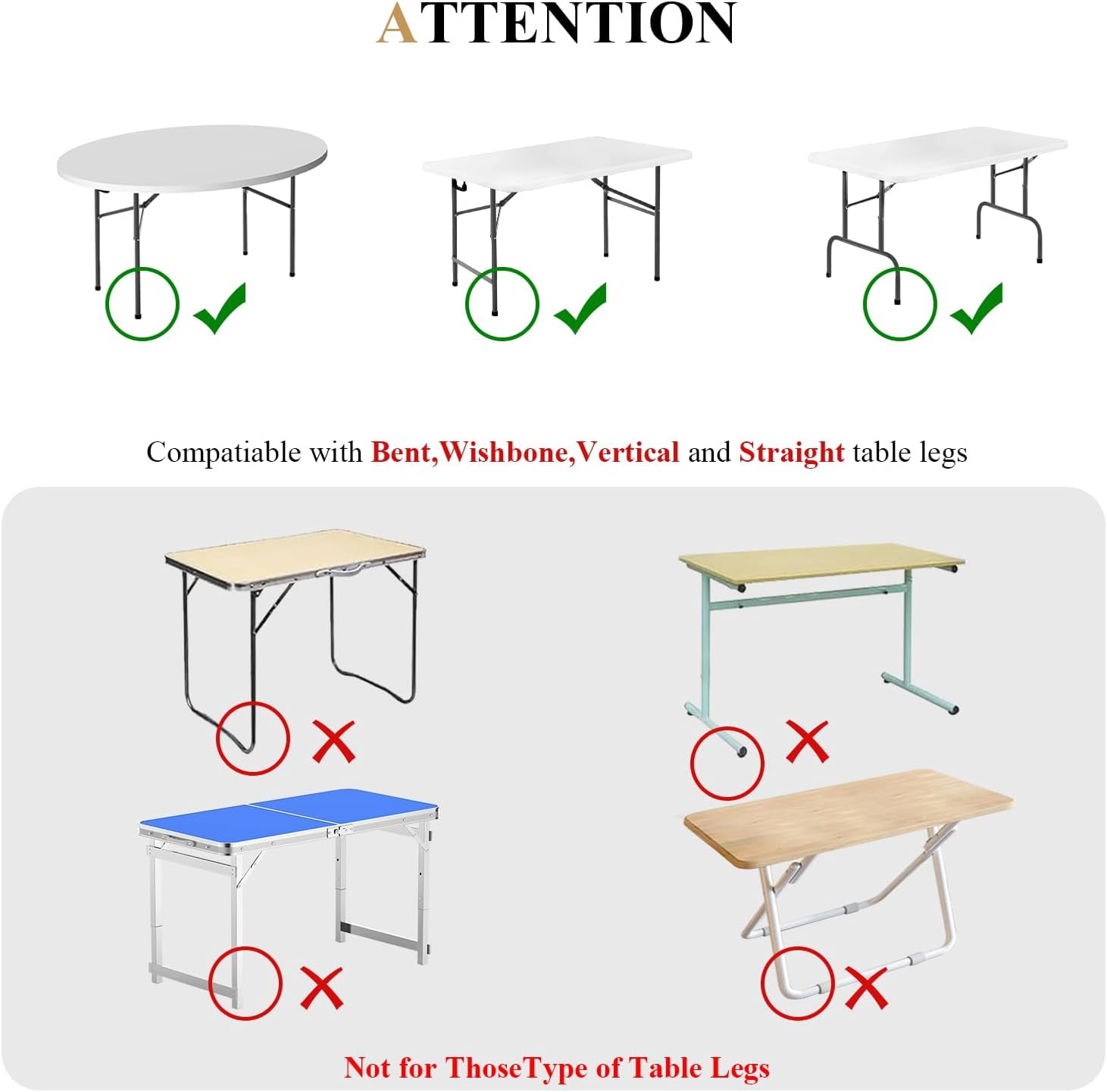 Farafox Adjustable Table Risers, 4 Pack Leg Extenders for Straight/Bent Legs, 2 Adjustable Levels Furniture Leg Lifts for Dining, Desk, Bar Stool