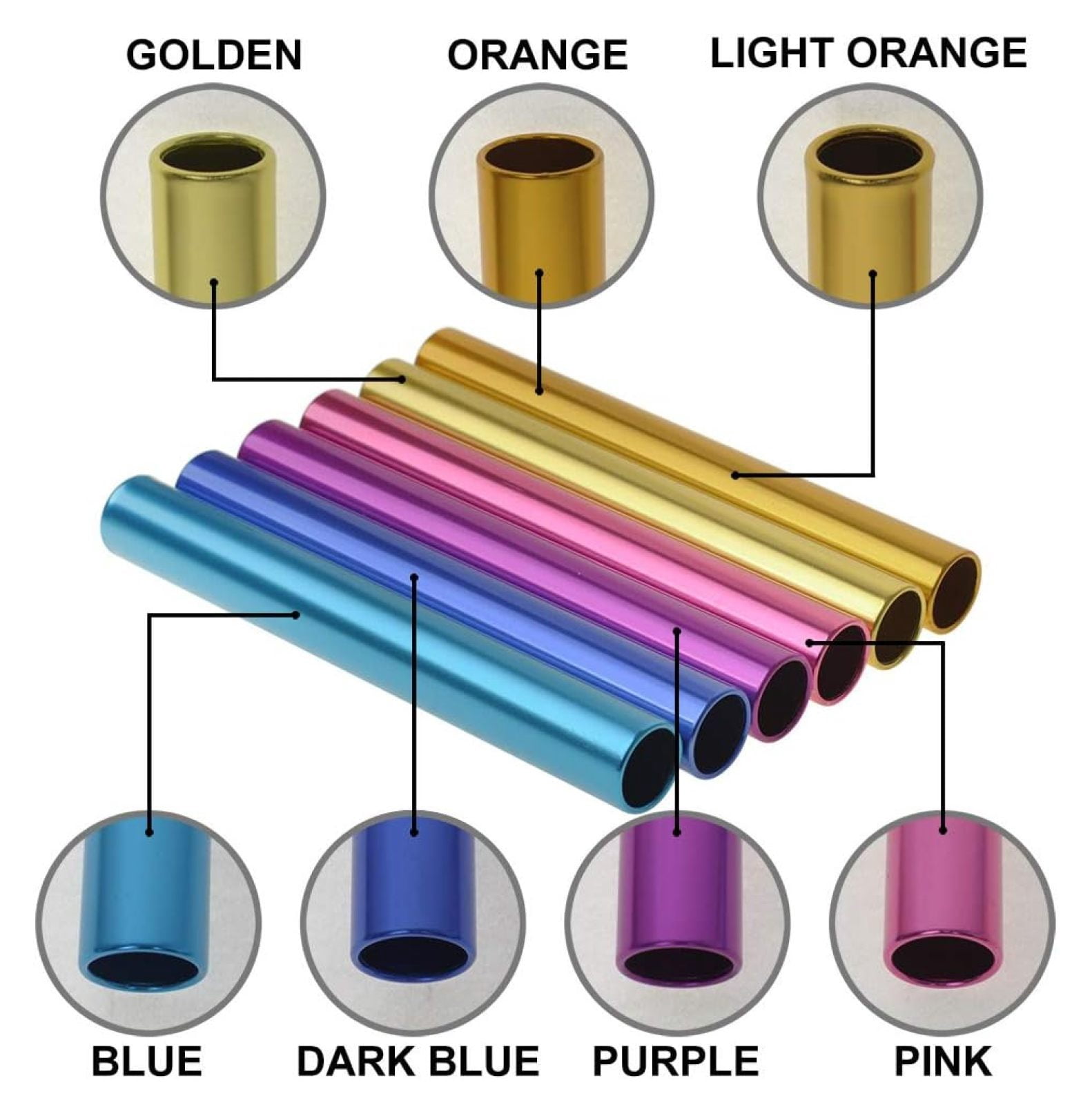 8 Pieces Official Aluminum Track & Field Races Relay Batons