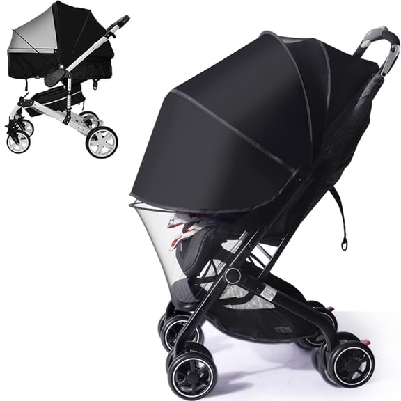 LADYGYM Upf50 Sunshade Stroller Cover with Two-Way Zipper,2-In-1 Stroller Sun Shade,Universal Breathable 3D Baby Mosquito Net,Privacy Netting for Stroller,Uv Protection