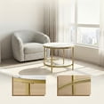 thumbnail image 7 of LEDREM 2-Tier Round Coffee Table with Faux Marble Top & Glass Shelf, Modern Small Center Table for Living Room, Marble White and Pale Gold, 7 of 7