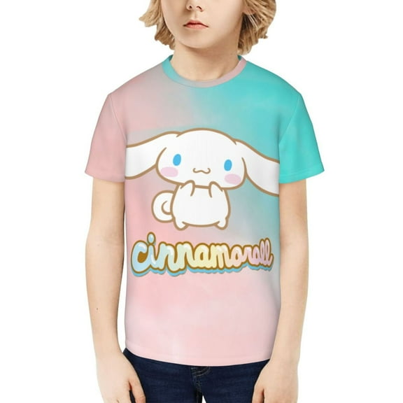 Sanrio Cinnamoroll Kids T-Shirt 3d Printed Graphic T-Shirts Boys And Girls Short Sleeve Shirts For Youth Kids Small