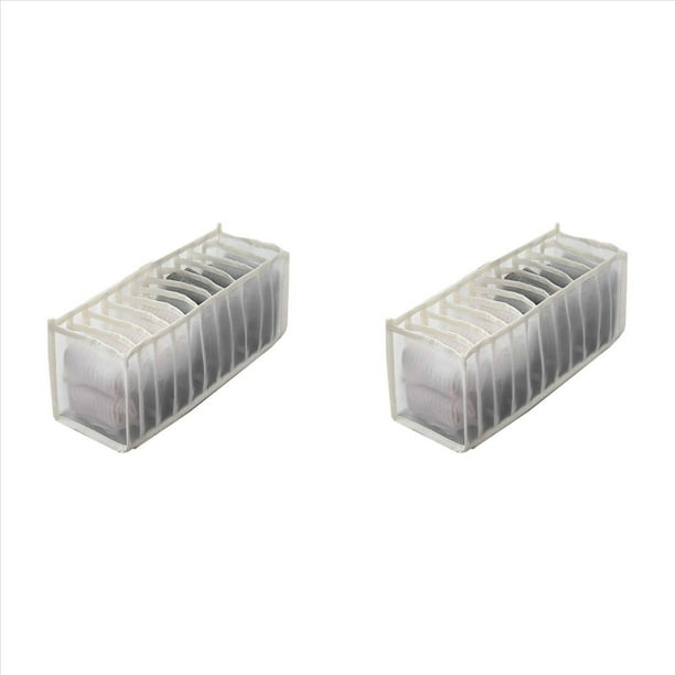 2X Organizador de Ropa Interior, Sujetador, , Organizador de Ropa con Cajón Plegable Lavable ( Cremoso-11 Rejillas)