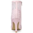 thumbnail image 2 of BLISSFUL STEP Women's Pointed Toe Lace Flower Stiletto Heels Ankle Boots, 2 of 7