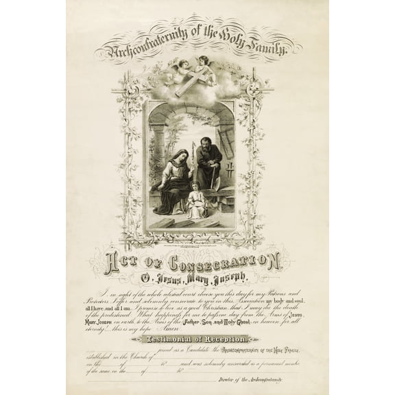 Print: Archconfraternity Of The Holy Family - Act Of Consecration - O