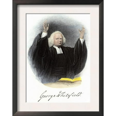 Methodist Evangelist George Whitefield, with His Autograph Framed Art Print Wall (George Best Autograph Value)