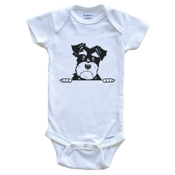 Miniature Schnauzer Dog Breed Drawing Cute Baby Bodysuit, 0-3 months white