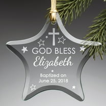 Personalized God Bless Glass Christmas Ornament
