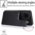 thumbnail image 3 of Design for Samsung S20 Ultra S20ultra 5G Leather Wallet Case with Tempered Glass Screen Protector Credit Card Holder Slot Stand Flip Leather Protective Cover for Galaxy 20S S 20 A20 20ultra Men Black, 3 of 12