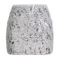 thumbnail image 2 of UJNDER Carnival Sparkling Pearls Girl Skirt Short Banquet Hip Comfortable Mini Skirt Silver L, 2 of 5