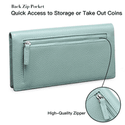 Sendefn Wallets for Women RFID Blocking Ultra Slim Real Leather Credit Card Holder Clutch