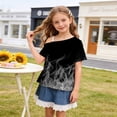 thumbnail image 4 of SGFCWSX Girls T Shirts One Shoulder Short Sleeve Graphic Print Casual Loose Fit Fashion Summer Tops for Kids Gray Size 7, 4 of 9