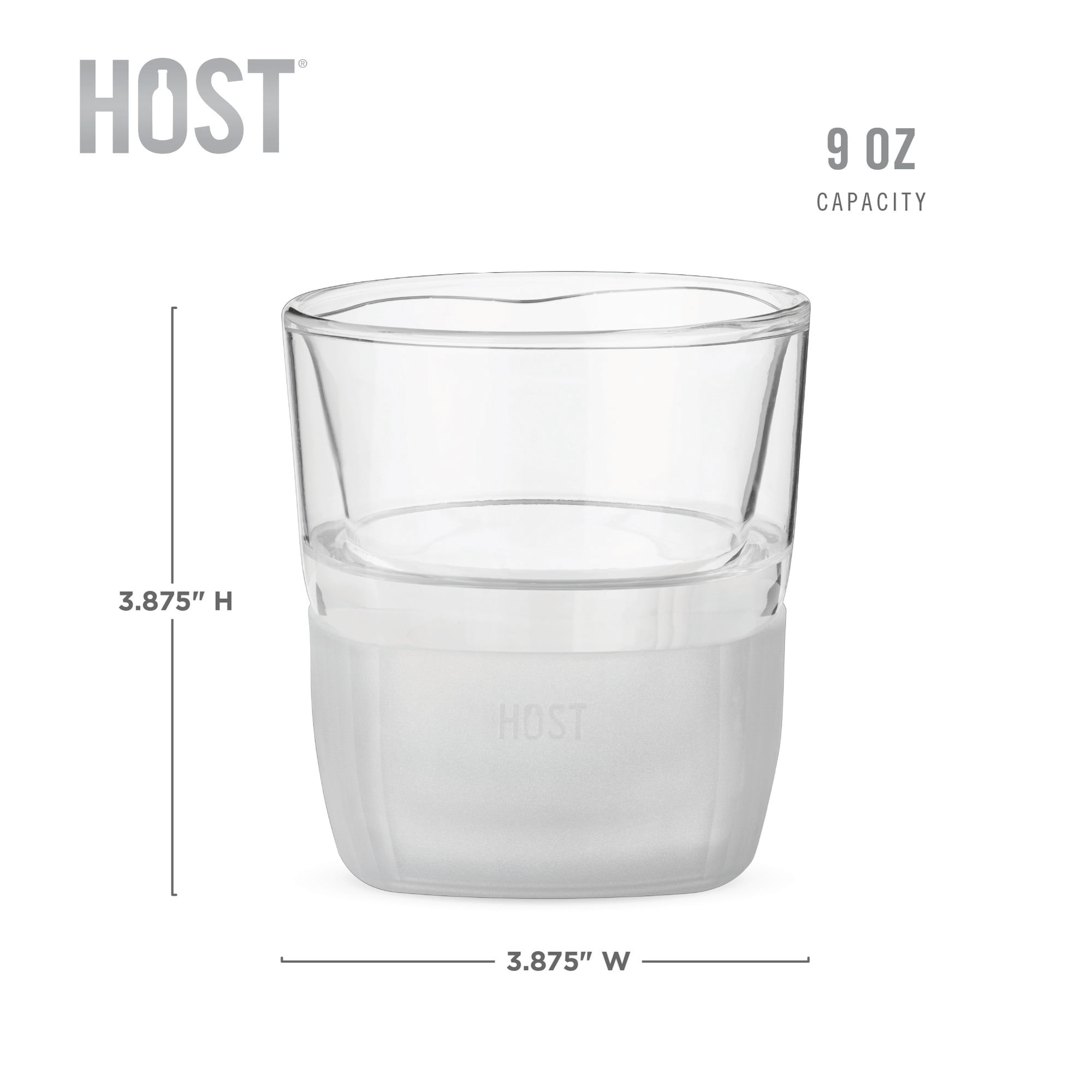 Host Freeze Cooling Glasses for Old Fashioned, Whiskey, Bourbon, and Scotch,  Freezer Gel Chiller Insulated Glass Double Wall Tumblers Set of 2