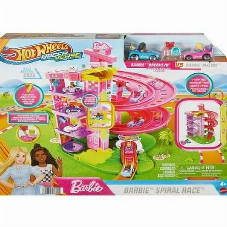 Hot Wheels Exclusive RacerVerse Barbie Spiral Race Playset with Barbie