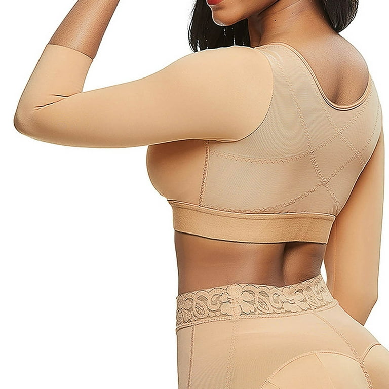 Ruziyoog Women Sensational Sleek Wirefree Full Coverage Bra Long Sleeve  Slim Crop Top Shaper Body Arm Shape Underwear Gathering Yoga Wire-Free  Running