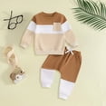thumbnail image 2 of TOWED22 Toddler Baby Boys Fall Winter Clothes Set Long Sleeve Sweatshirt and Pants Outfit 2 Piece Casual Clothing(Khaki,12-18 M), 2 of 6