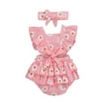 thumbnail image 6 of Qiylii Baby Girls Bodysuit Sleeveless Ruffled Chrysanthemum Romper + Headband, 6 of 7