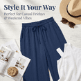 thumbnail image 3 of Nicelf Capris Pants for Women, Summer Wide Leg Pants Woman with Pockets High Waist Drawstring Elastic Waist, Comfy Casual Pants for Women Loose Lounge Cropped, 3 of 7