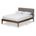 thumbnail image 2 of Baxton Studio Leyton Mid-Century Light Gray Fabric and Medium Brown Finish Wood King-Size Platform Bed, 2 of 5