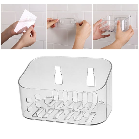 PAMINGONO Shower Adhesive Shelves 1Pack Wall Mounted Storage Organizer Plastic Bathroom Accessory