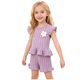 thumbnail image 2 of Conjuntos de blusas y camisas de cuello redondo y manga corta para niñas Conjunto de top con mangas voladoras y volantes con flores Conjunto de punto de verano para niñas Tops de poliéster para niñas, 2 of 9