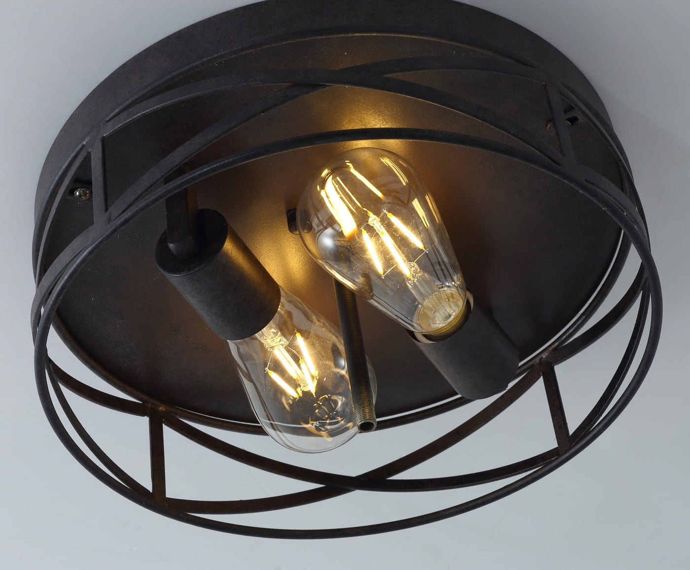 Aiwen 2 Lights Unique Drum Glass Shade Farmhouse Decorative Flush Mount Ceiling Lamp