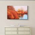 thumbnail image 3 of wall26 Autumn Lake Scene Orange Calm Peaceful - Canvas Art Home Art - 32x48 inches, 3 of 5