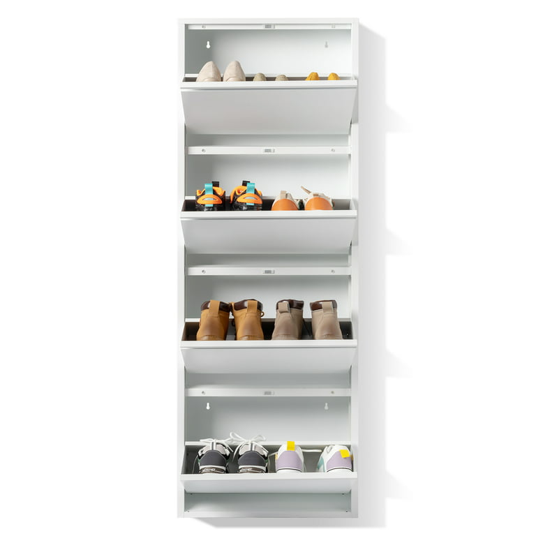 Slim Shoe Cabinet Set with 4 Flip Drawers,Modern Style Shoe Rack with  Adjustable Panel - Bed Bath & Beyond - 38437908