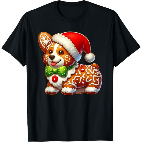 Funny Gingerbread Man Corgi Christmas Dog Womens Mens T-Shirt