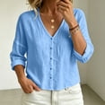 thumbnail image 5 of YgkuHd Womens Cardigans Lightweight 100% Cotton V-Neck Long Sleeve Breathable Comfort Relaxed Top,Sky Blue_XL, 5 of 5