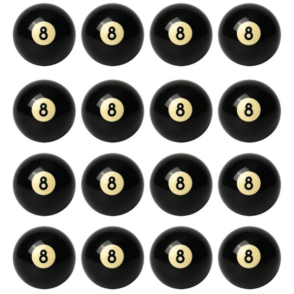 GSE Games & Sports Expert 16 Pack 2-1/4" #8 Billiard Pool Cue Ball. Replacement Billiard Ball for Game Rooms, Bars, Skill Training - Black